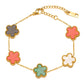 Flowers Bracelet, 18K Gold Plated Steel
