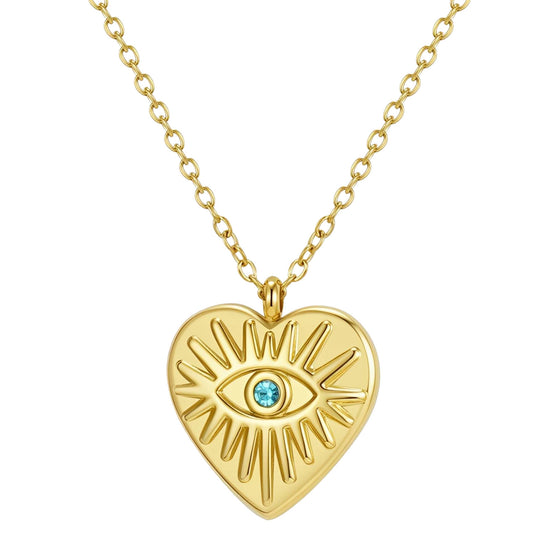 Heart Necklace, 18K Gold Plated Steel