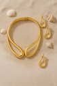 Collier Goutte Texturé & Boucles – Couleur Or Vintage