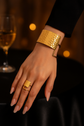 Bracelet & Bague Géométriques Martelés – Couleur Or